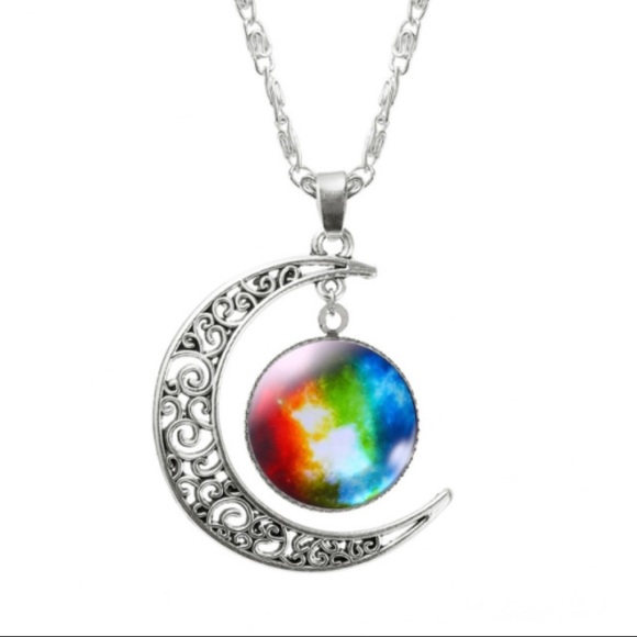Jewelry - 3/$30 Starry Moon Gemstone Silver Necklace